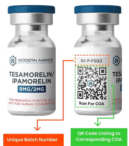 Vial QR code and batch number example